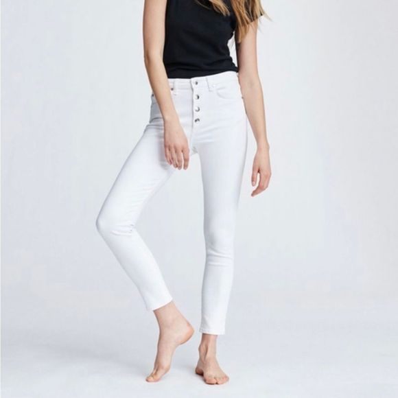 Rag & Bone Nina High Rise Ankle Skinny 5 Button White Jeans Size 28 - Picture 1 of 11